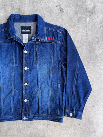 2000 Avirex USA Logo Back Patch Denim Jacket