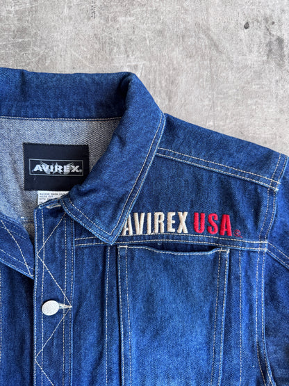 2000 Avirex USA Logo Back Patch Denim Jacket