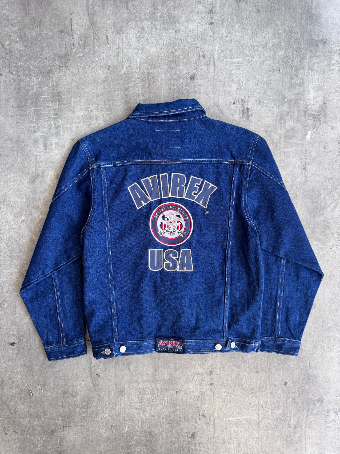 2000 Avirex USA Logo Back Patch Denim Jacket