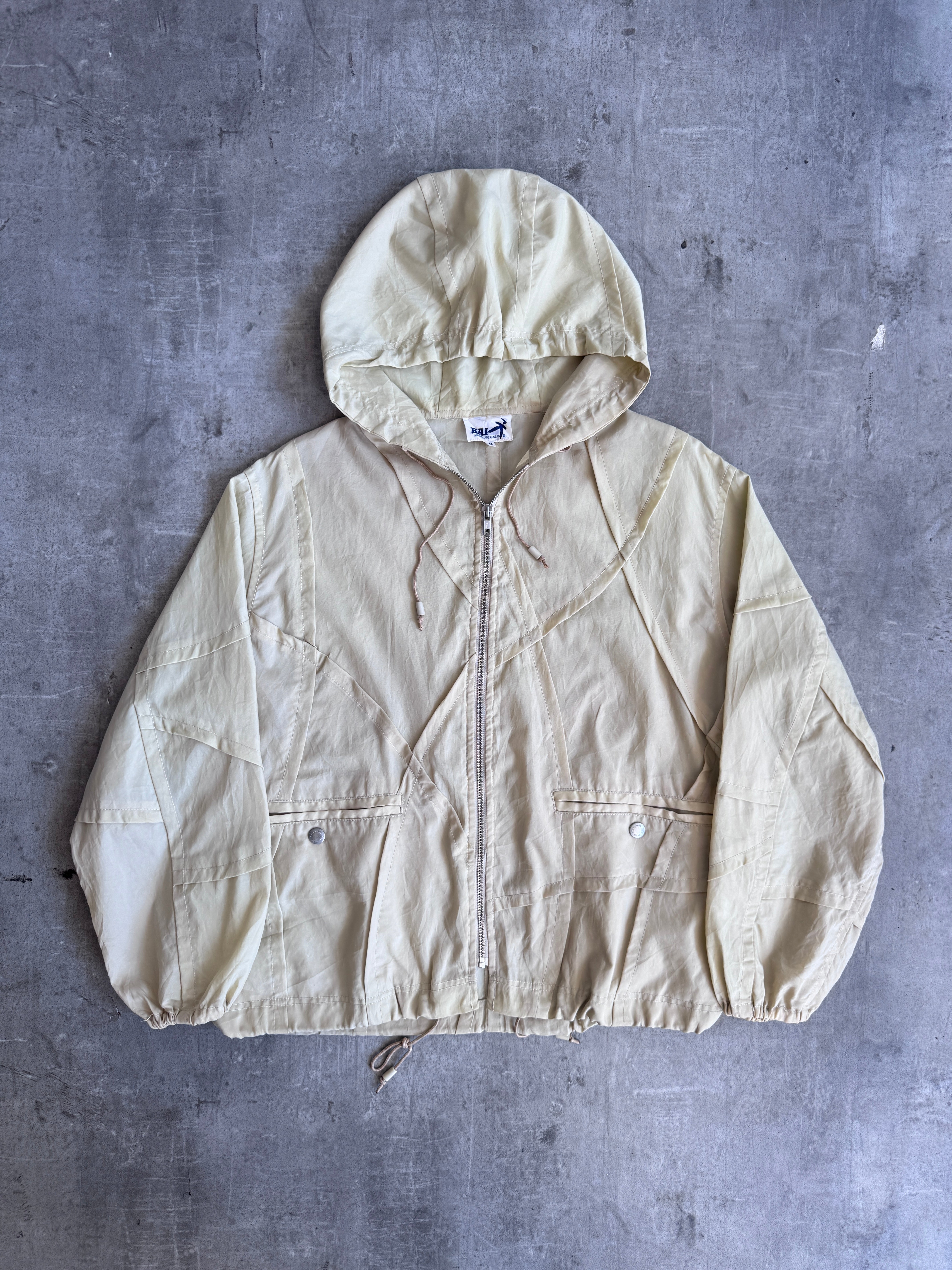 Hai Sporting Gear Issey Miyake Beige Panel Hooded Bomber Jacket