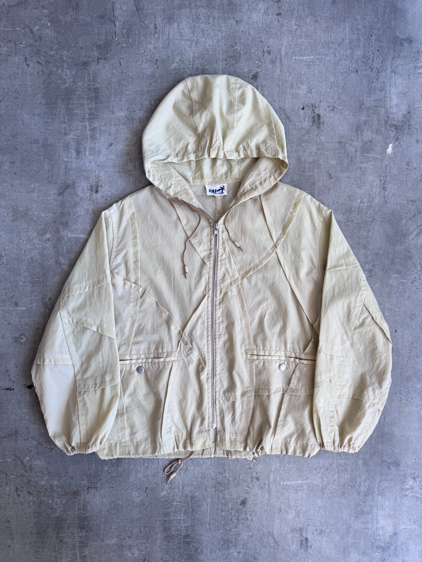 Hai Sporting Gear Issey Miyake Beige Panel Hooded Bomber Jacket