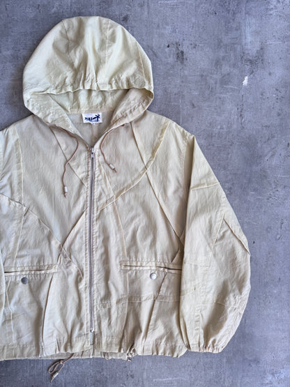 Hai Sporting Gear Issey Miyake Beige Panel Hooded Bomber Jacket