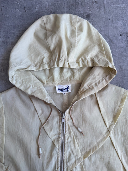 Hai Sporting Gear Issey Miyake Beige Panel Hooded Bomber Jacket