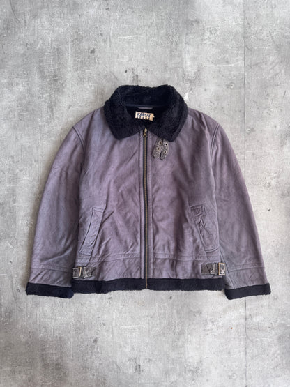 Kansai Jeans Taupe Suede Faux Shearling Jacket