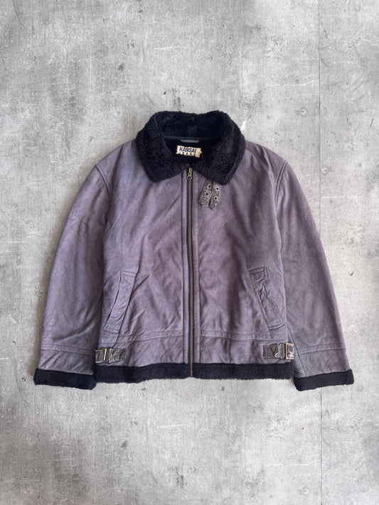 Kansai Jeans Taupe Suede Faux Shearling Jacket