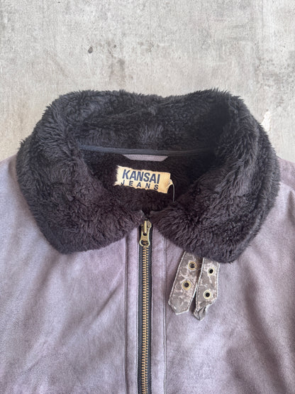 Kansai Jeans Taupe Suede Faux Shearling Jacket