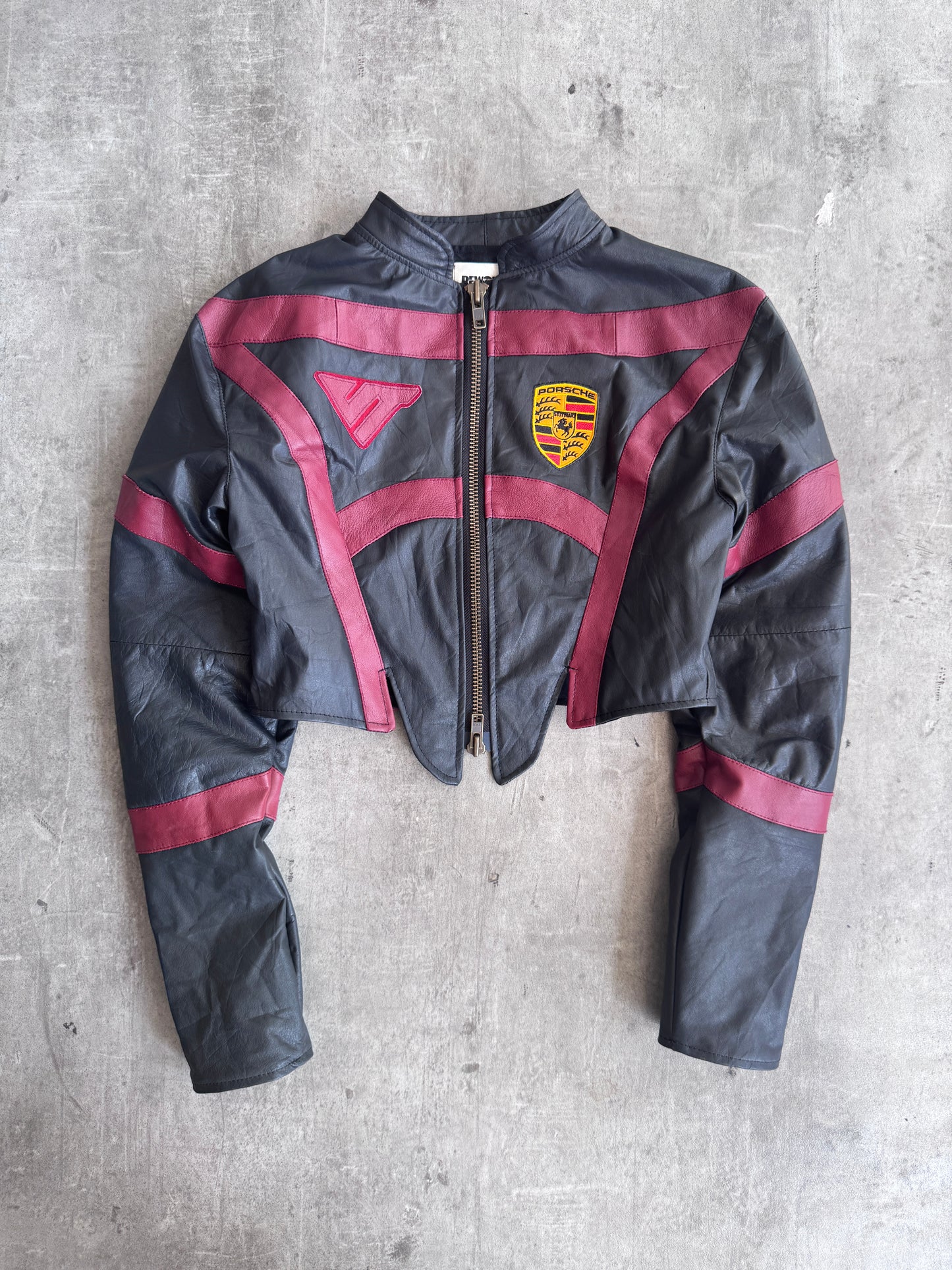 VT Rework: Porsche Panelled Cropped Leather Jacket