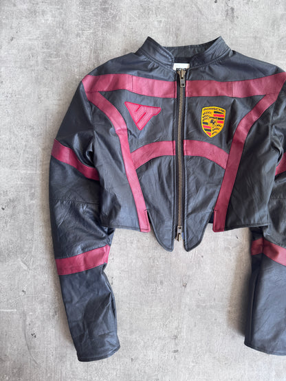 VT Rework: Porsche Panelled Cropped Leather Jacket