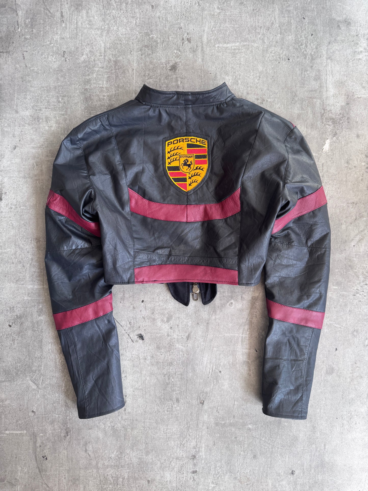 VT Rework: Porsche Panelled Cropped Leather Jacket