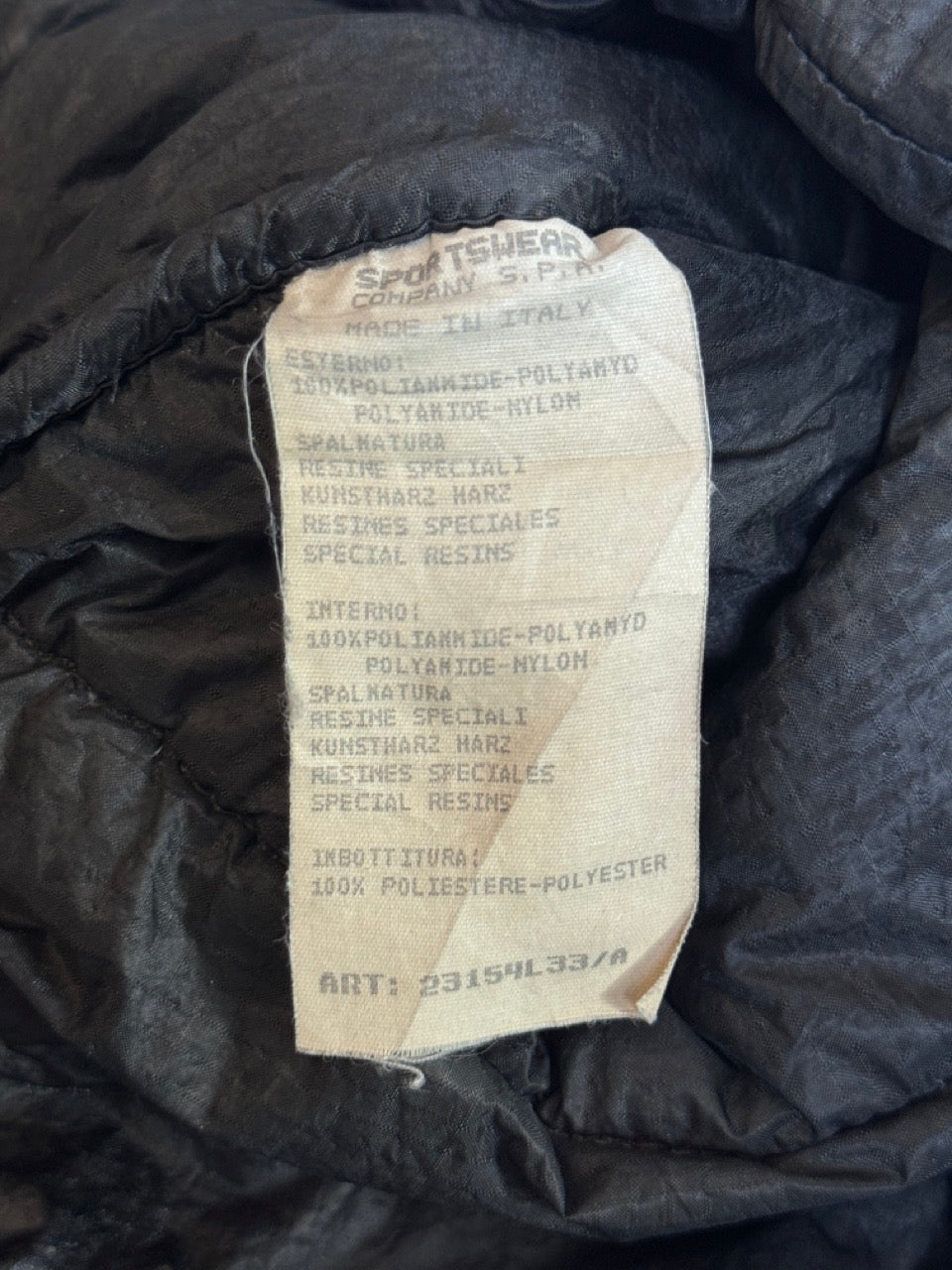 A/W 1995 Stone Island Dark Grey Crinkle Padded Jacket