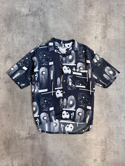 Katharine Hamnett Abstract Print Camp Collar Pocket Shirt.
