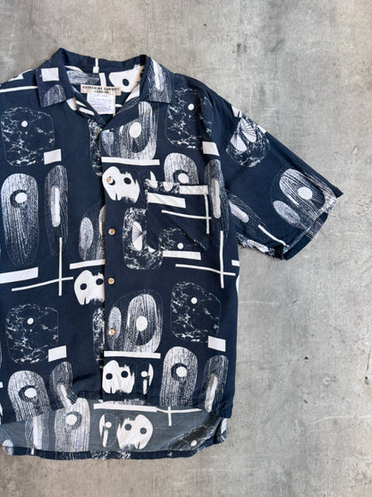 Katharine Hamnett Abstract Print Camp Collar Pocket Shirt.