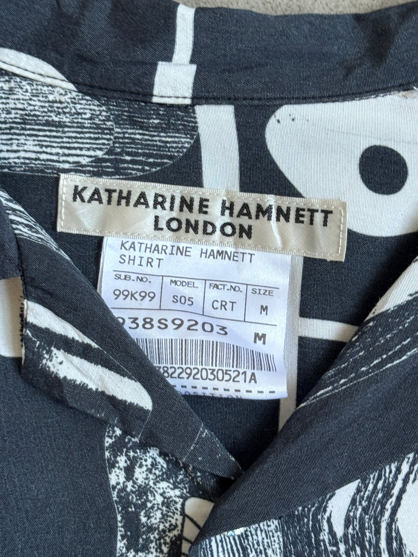 Katharine Hamnett Abstract Print Camp Collar Pocket Shirt.