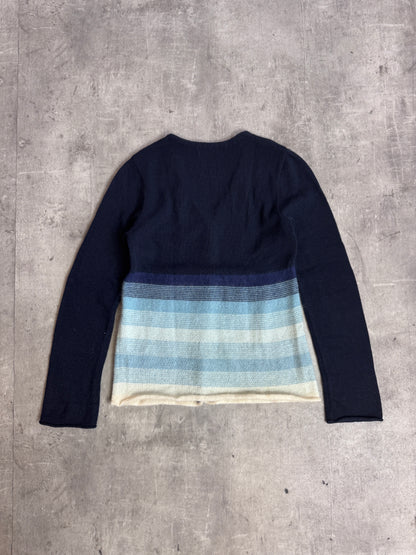 Iceberg Ice.History Mohair Blend Blue Button Down Tom And Jerry Patch Cardigan. SC: 5782