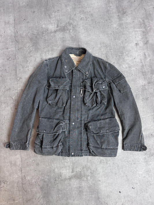 Avirex A-6 Hardware Detailed Full Zip Multipocket Grey Denim Jacket