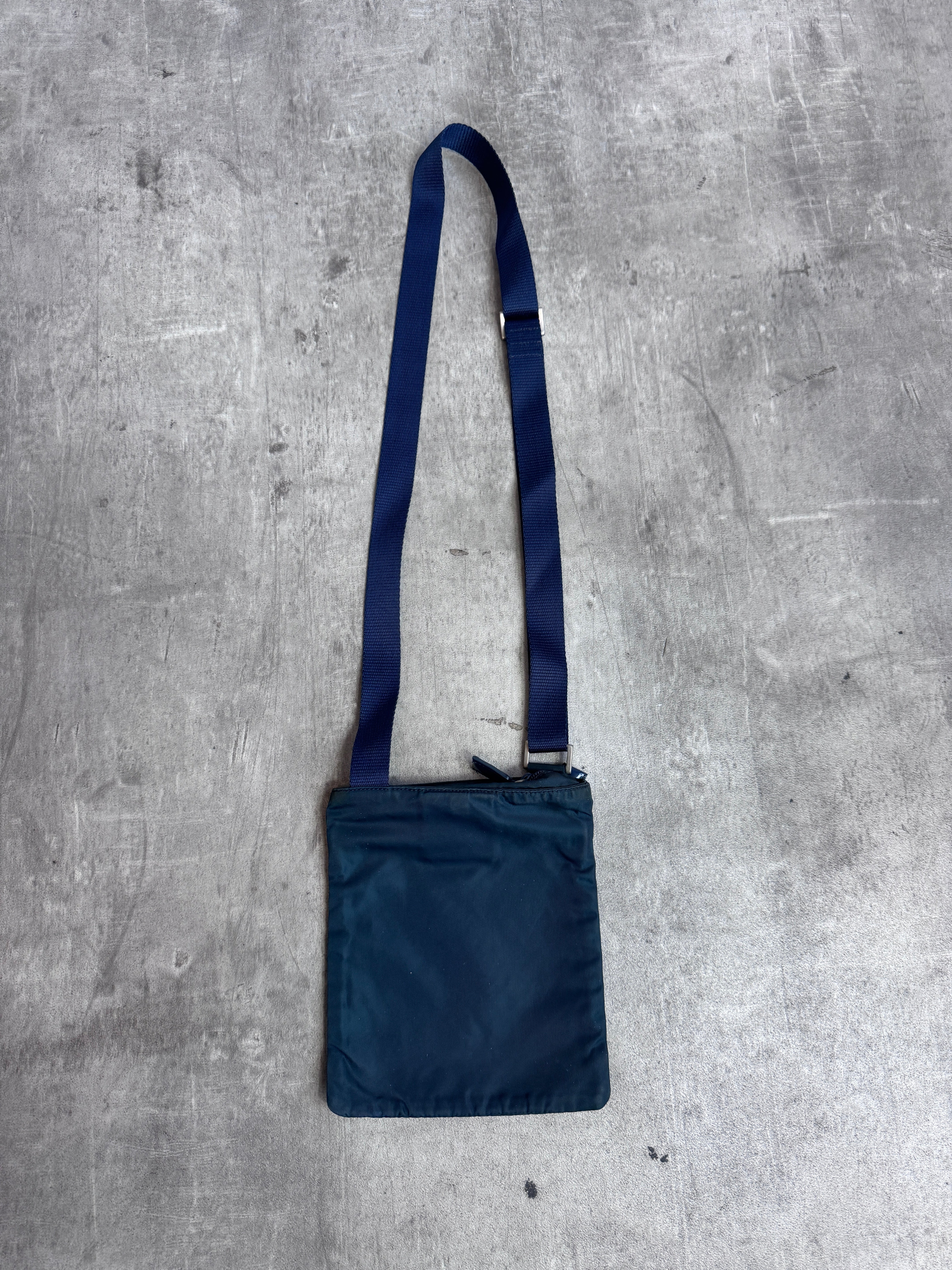 Prada Tessuto Blue Nylon Multipocket Flat Crossbody Bag – Vintage