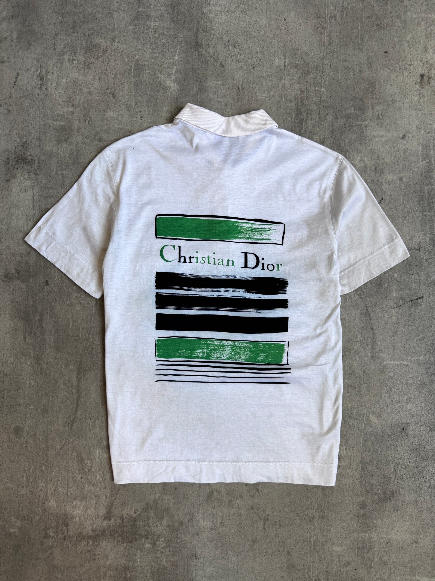 1990's Christian Dior Sports Stripe Detail Graphic Polo