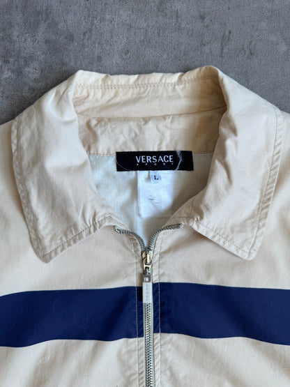 1990's Versace Sport Navy Stripe Structured Work Blouson