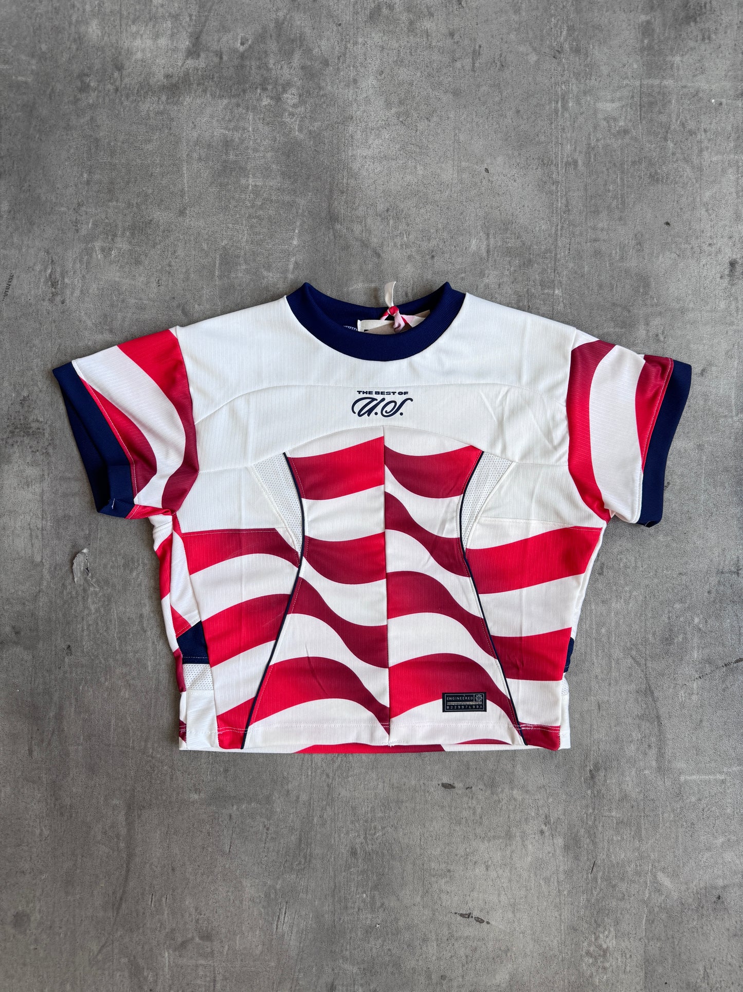 VT Rework: USA Football Panelled Crop Top