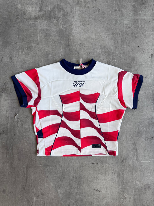 VT Rework: USA Football Panelled Crop Top