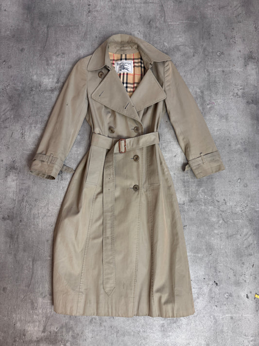 Burberry Reflective Beige Double Breasted Trench Coat