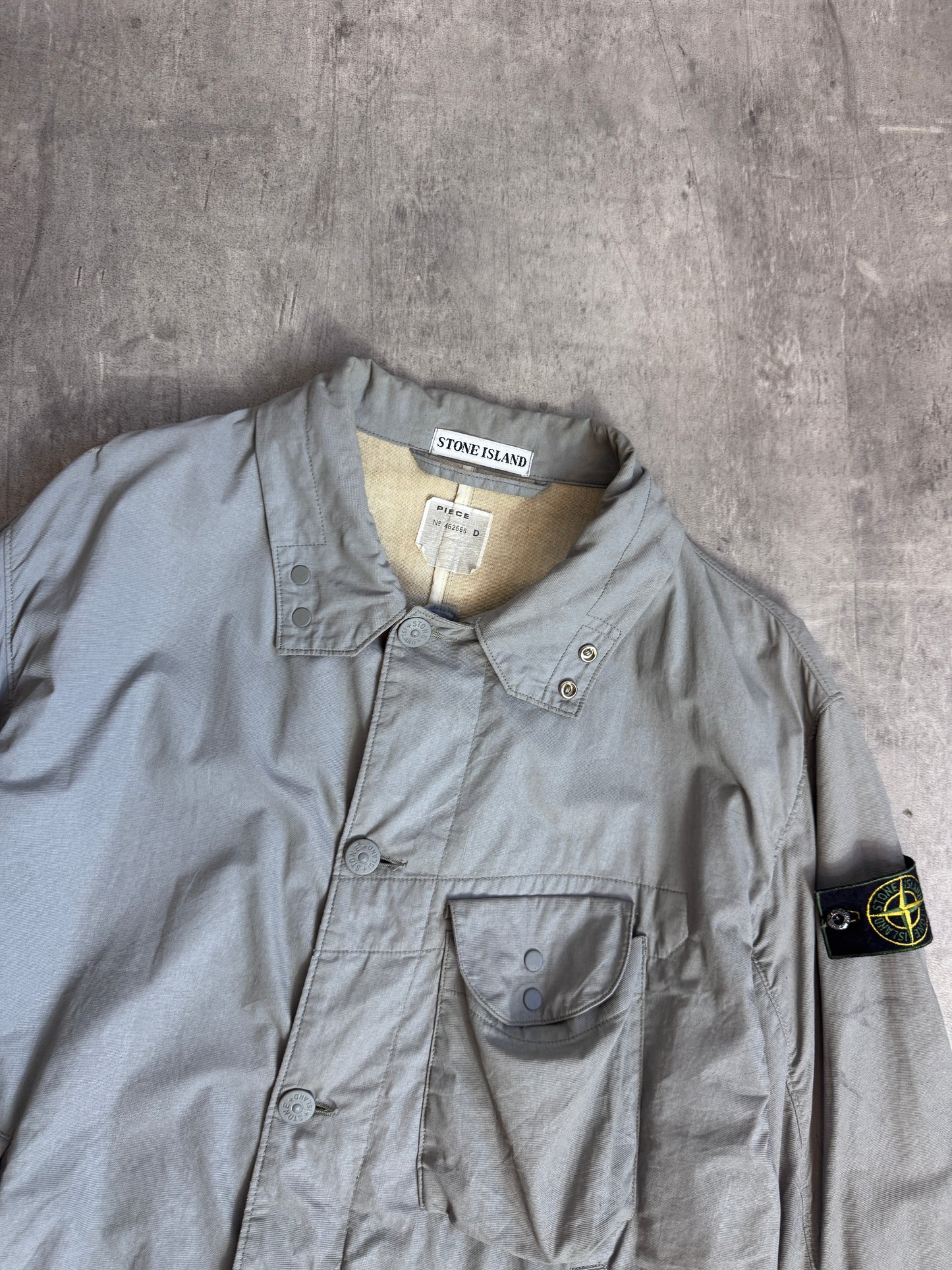 S/S Stone Island 1999' Grey Cotton Button Down Multipocket Tech Jacket