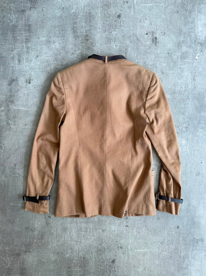 2010 Gucci Belted Mandarin Collar Tailored Blazer Jacket