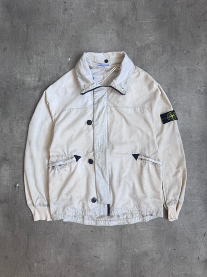 A/W 2004 Stone Island Raso Gammato Cream Distressed Tech Jacket (Sold As Seen)