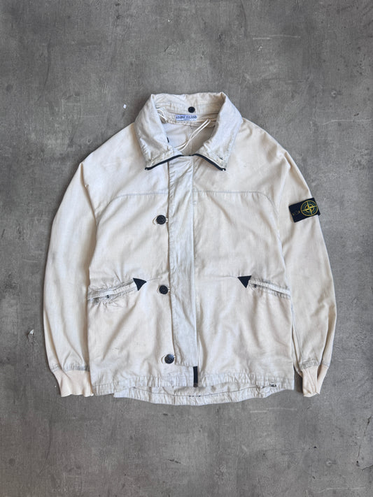A/W 2004 Stone Island Raso Gammato Cream Distressed Tech Jacket (Sold As Seen)