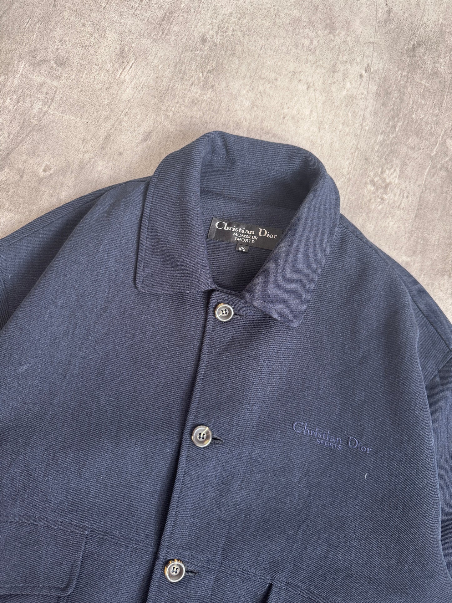 Christian Dior Circle Cut Navy Embroidered Bomber Jacket