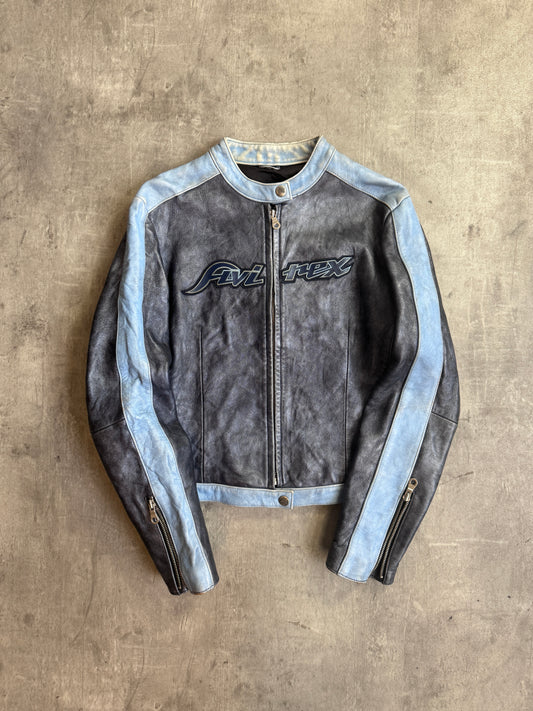 Avirex Japan Colourblock Stripe Detail Leather Racer Jacket