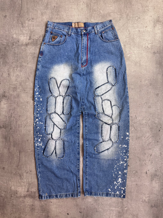 Akademiks Emboidered Paint Splatter Baggy Jeans