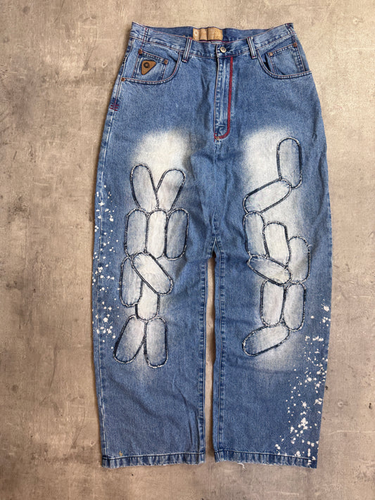 Akademiks Emboidered Paint Splatter Baggy Jeans
