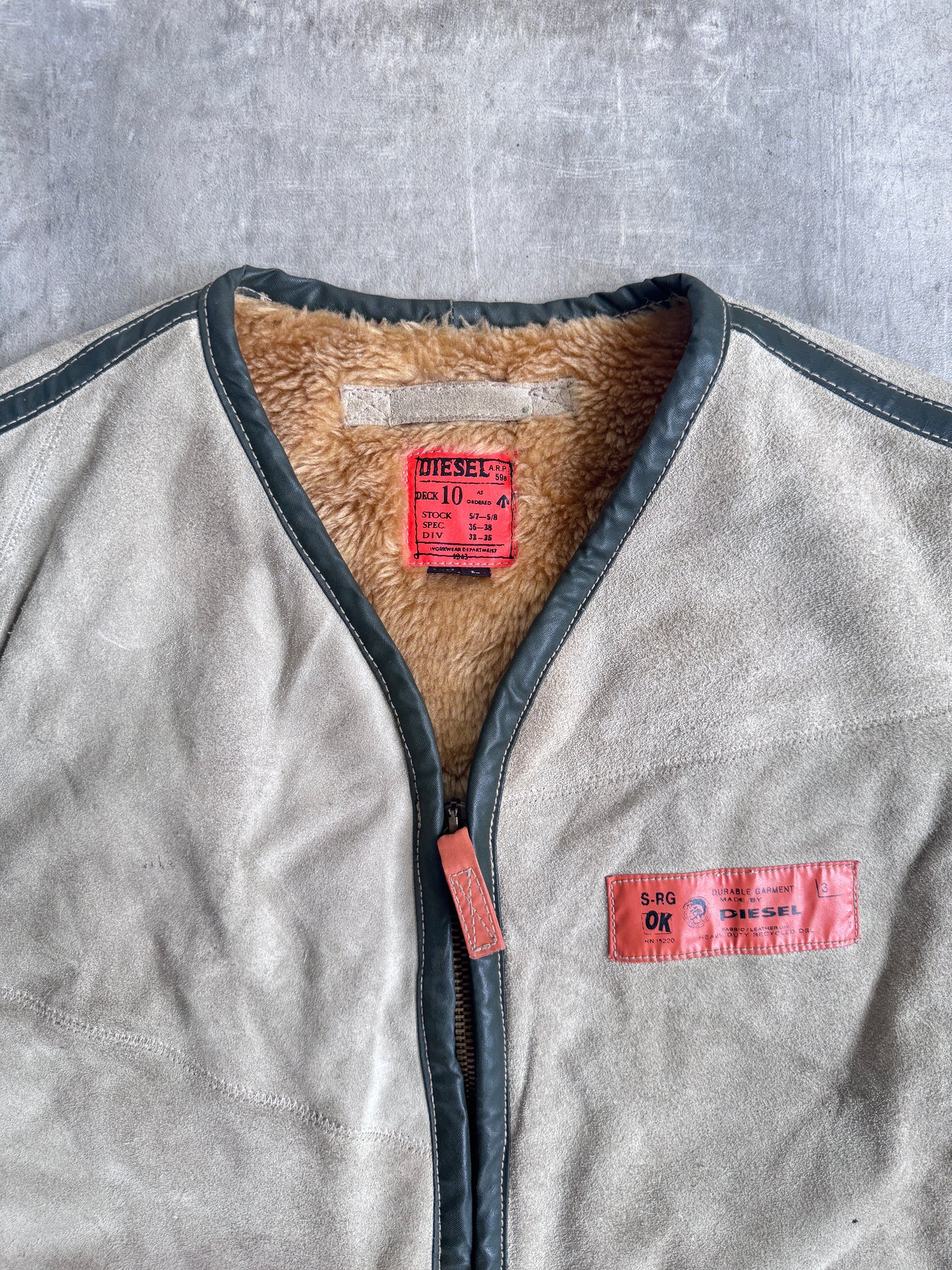 Diesel Cow Leather Lined Suede Pocket Gilet