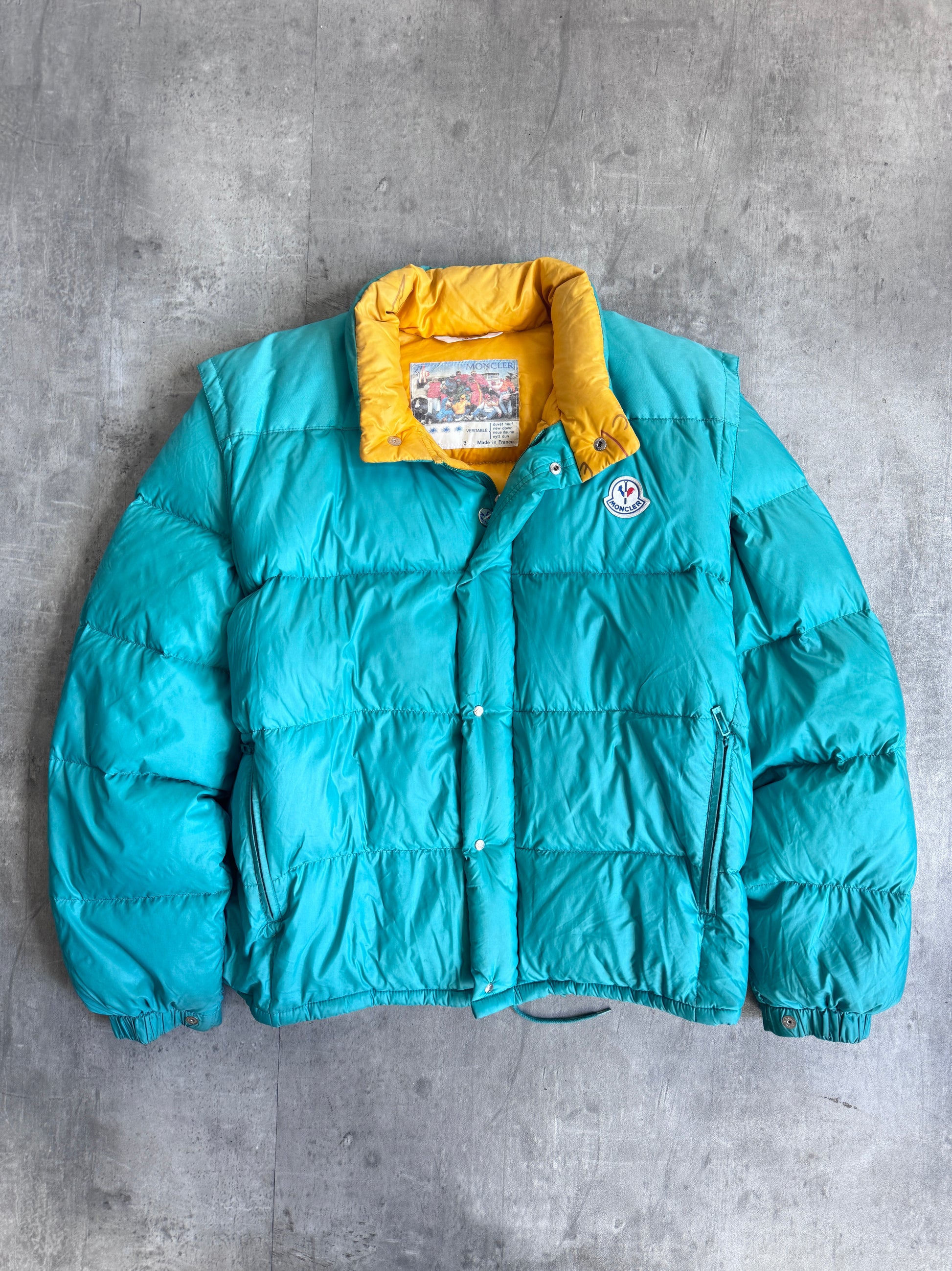 Moncler Detachable Sleeve Turquoise Puffer Jacket – Vintage