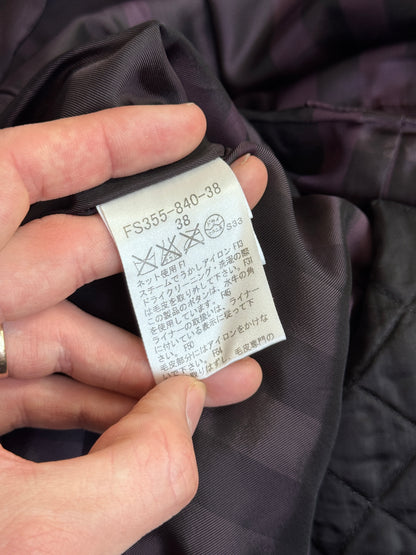 Burberry Fox Fur Collar Belted Nylon Purple Trench Coat