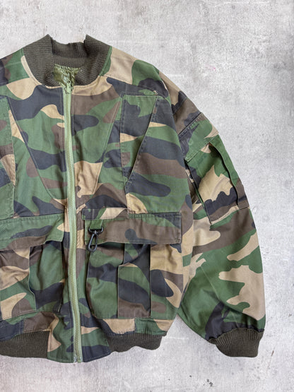VT Rework: Reversible Army & Camo Print Convertible Bomber Jacket