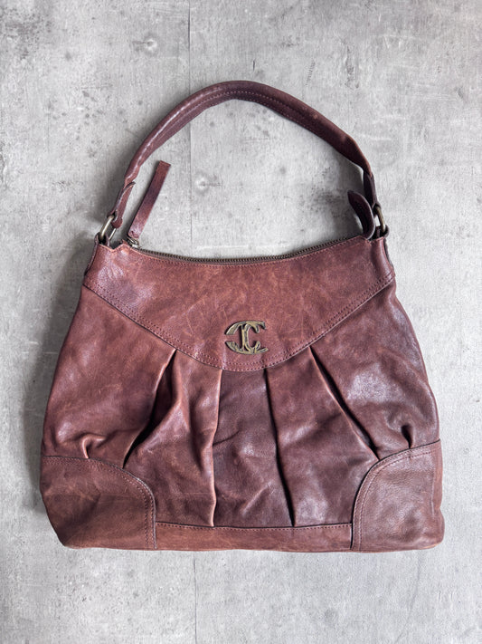 Just Cavalli Brown Leather Tote Bag