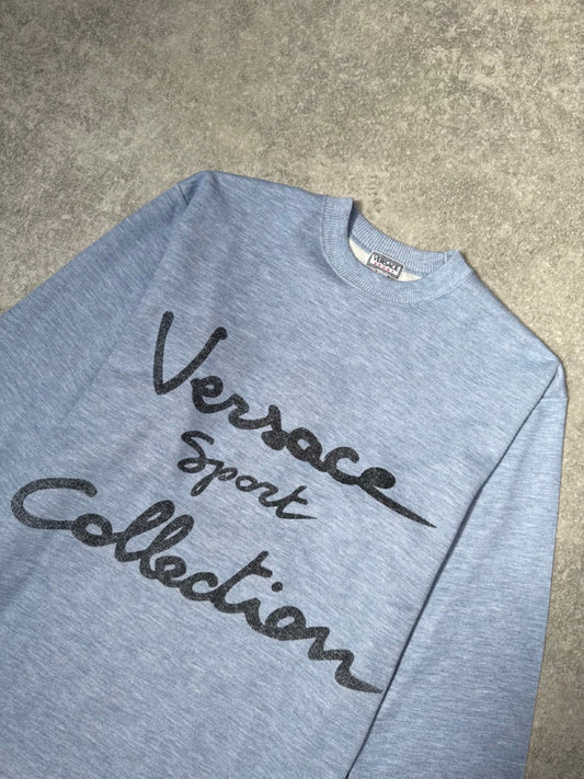 Versace Sport Baby Blue Spellout Sweater