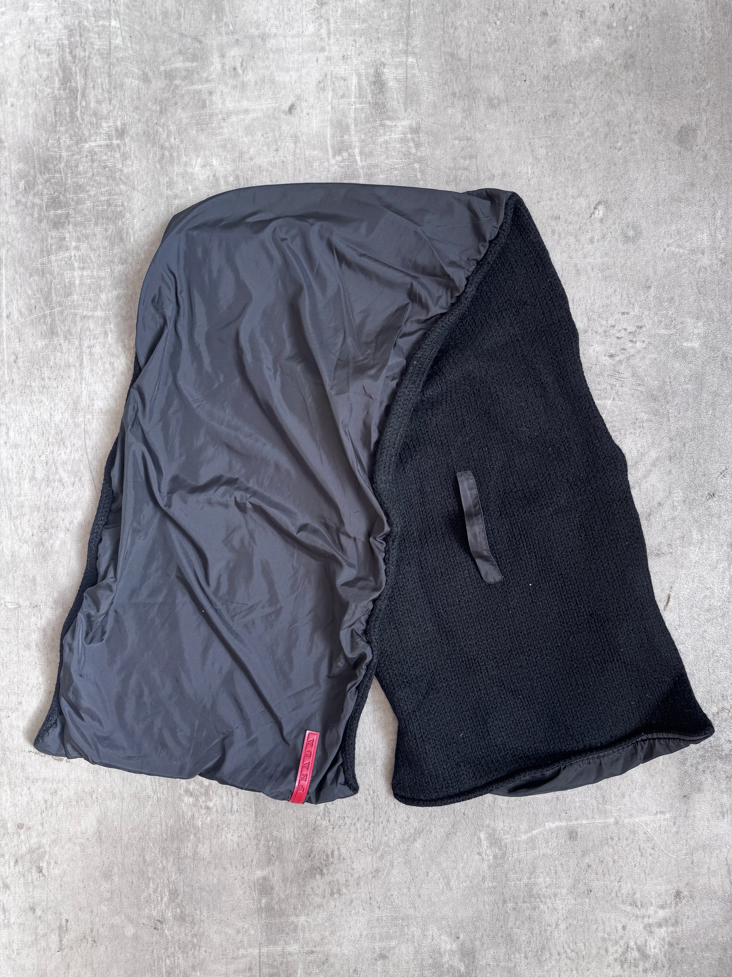 Prada Black Nylon Knit Scarf