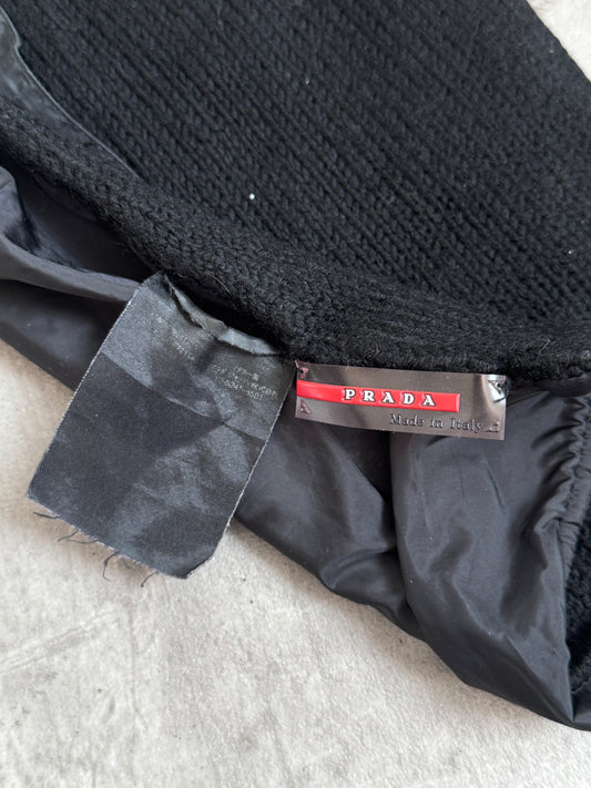 Prada Black Nylon Knit Scarf
