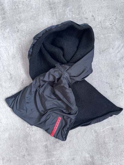 Prada Black Nylon Knit Scarf