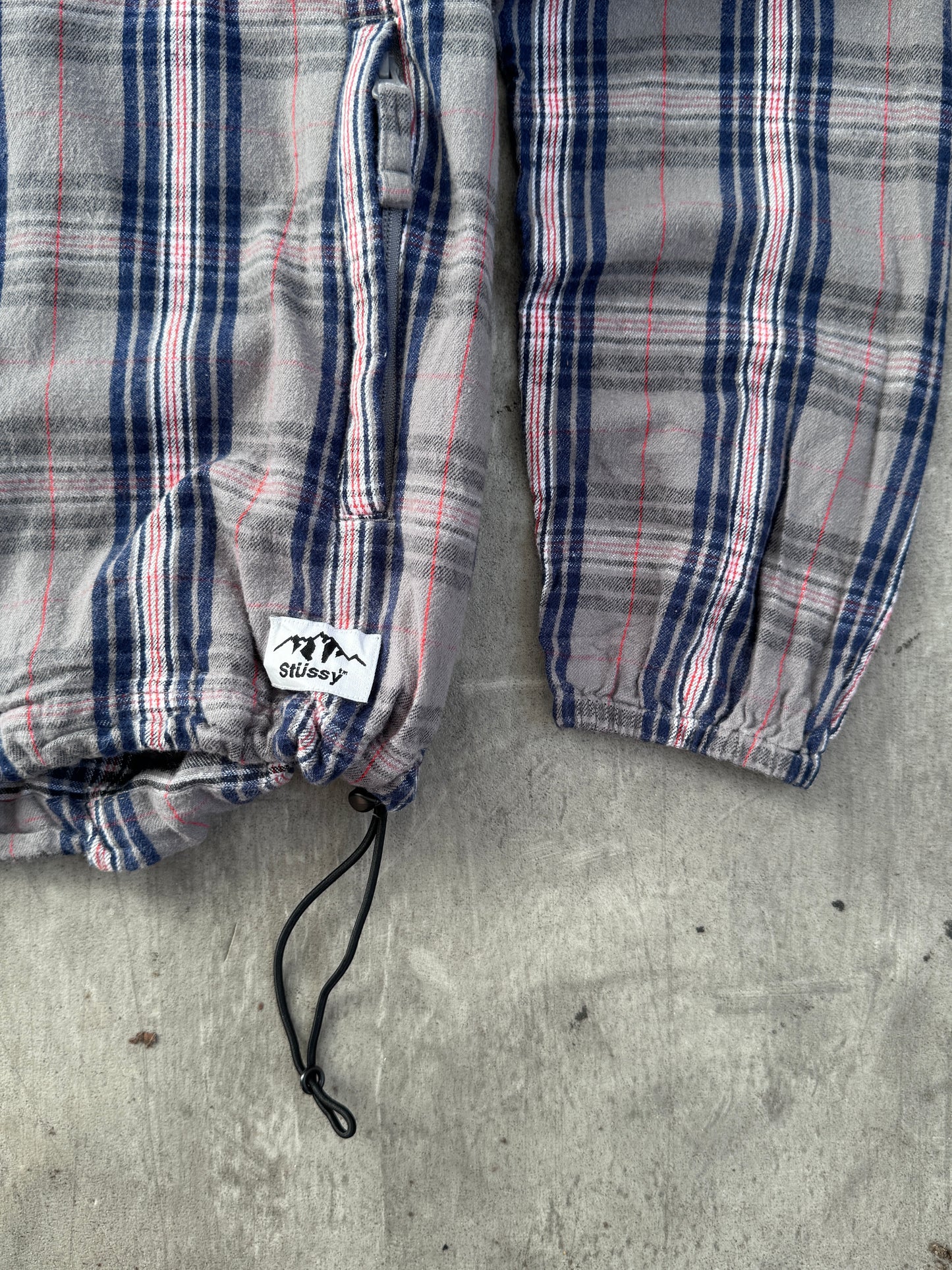 Stussy Plaid Drawstring Hooded Bomber Jacket