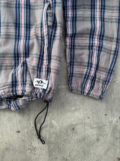 Stussy Plaid Drawstring Hooded Bomber Jacket