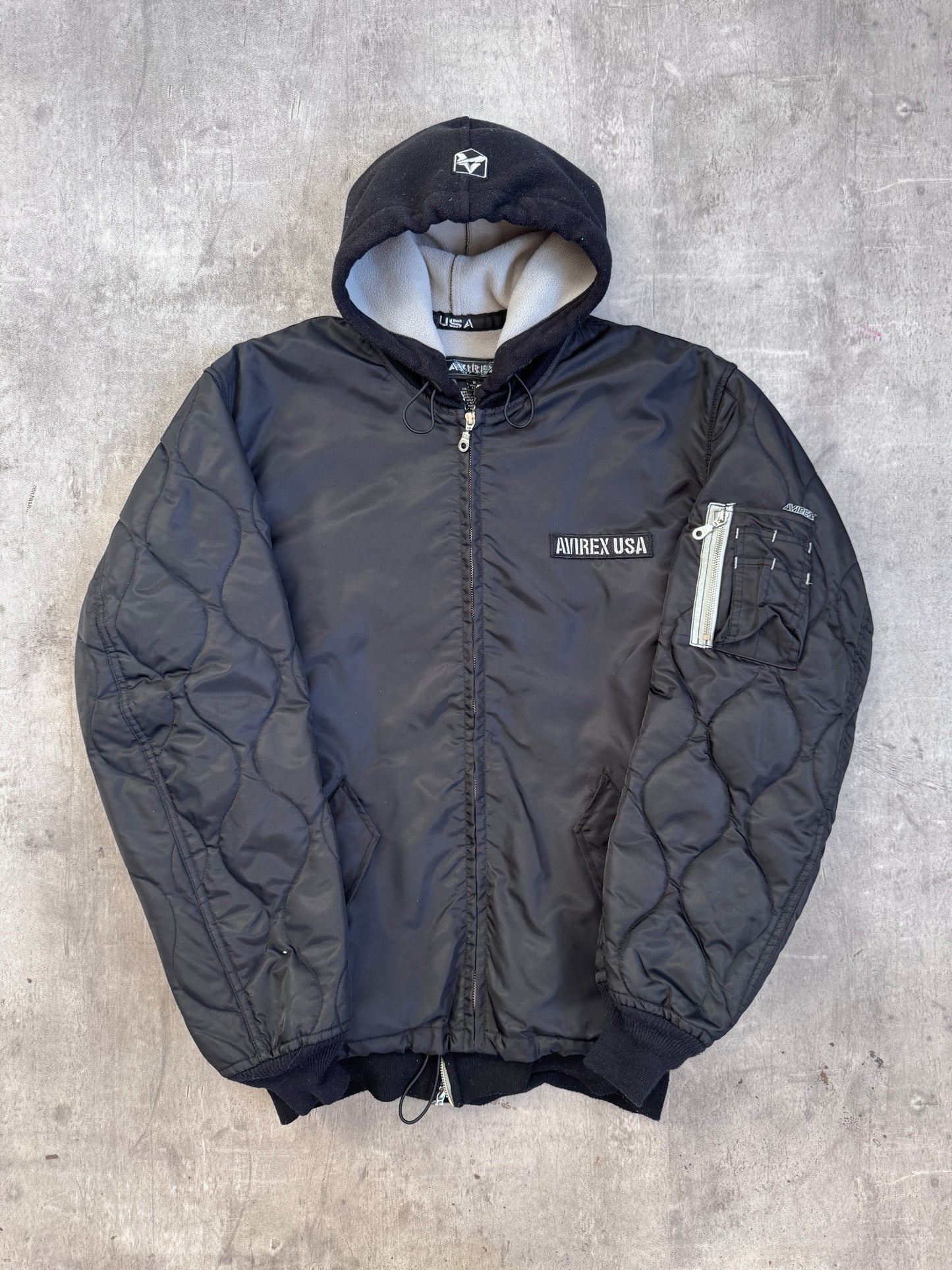 Avirex USA Nylon Hooded Bomber Jacket