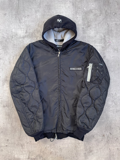 Avirex USA Nylon Hooded Bomber Jacket