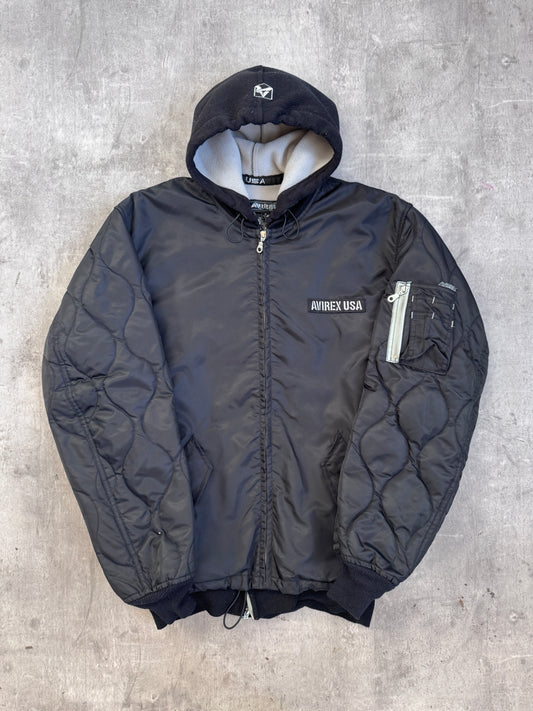 Avirex USA Nylon Hooded Bomber Jacket