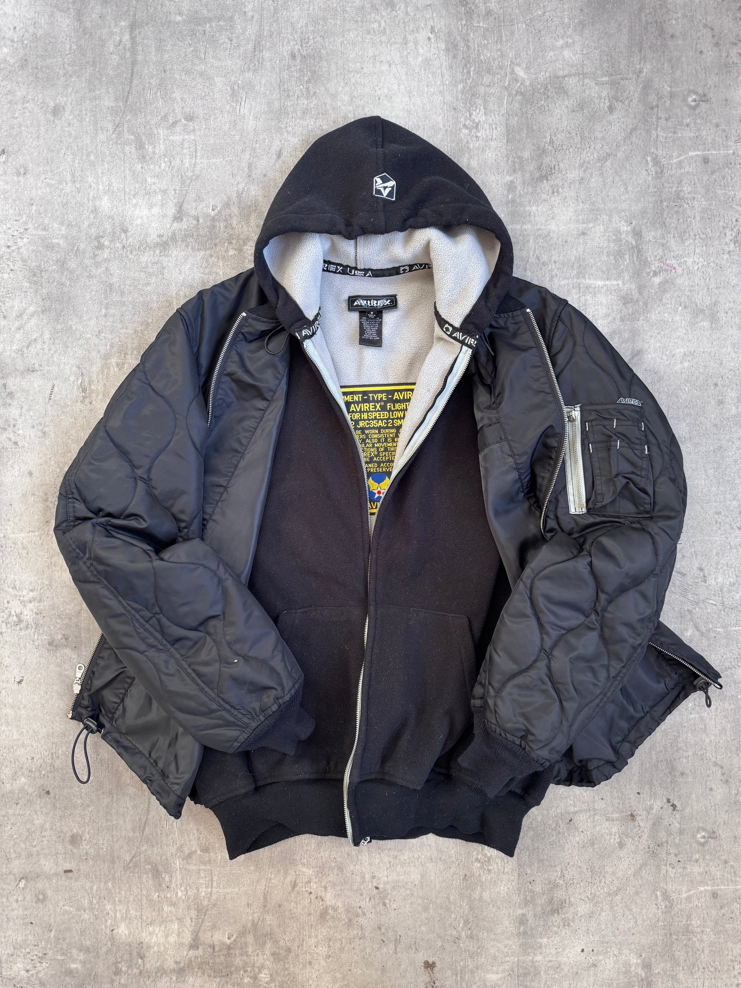 Avirex USA Nylon Hooded Bomber Jacket