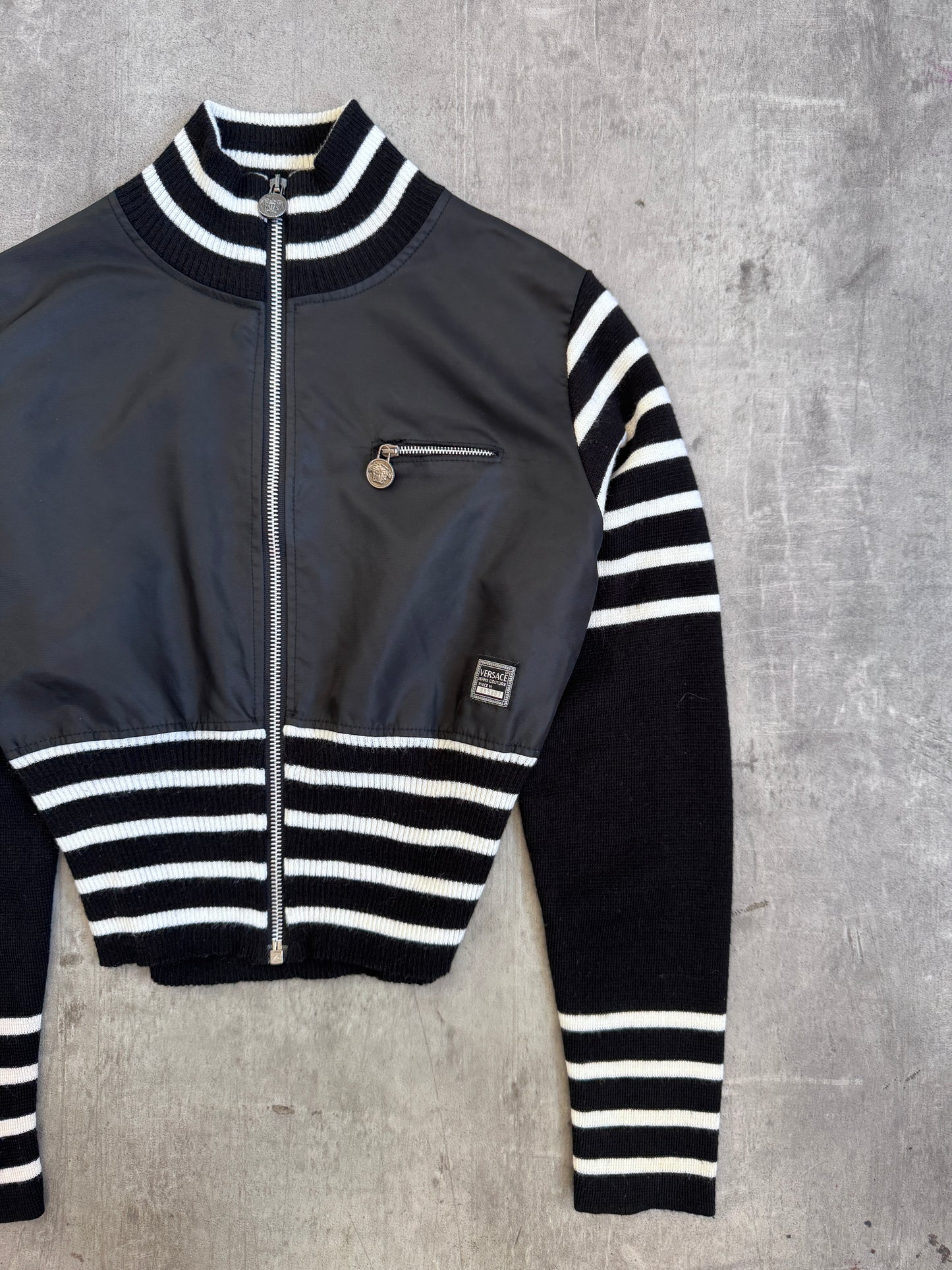 Versace Jeans Couture Knit Sleeve Cropped Jacket