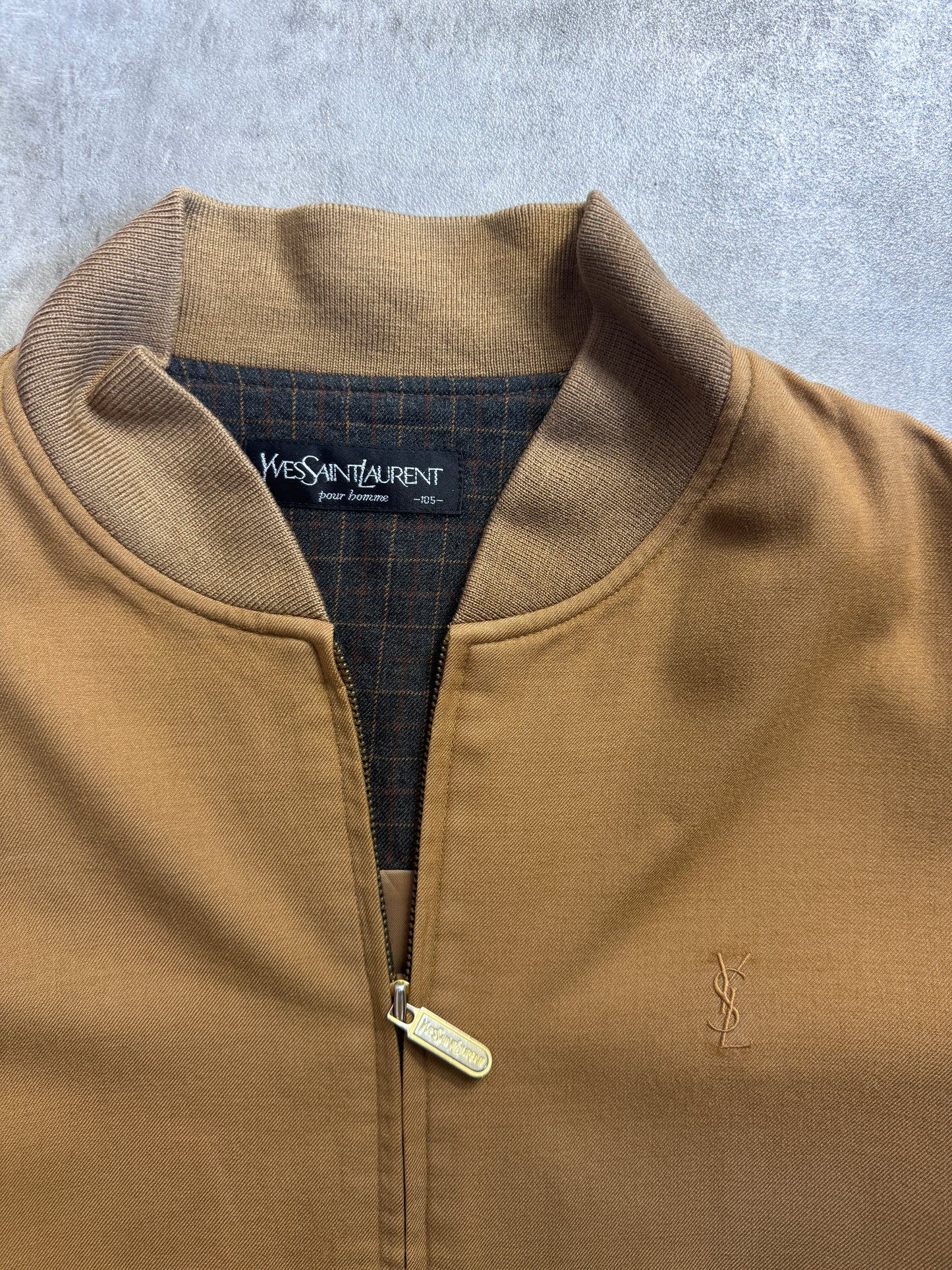 YSL Brown Cotton Bomber Jacket